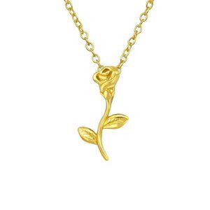 14k Gold Vermeil Rose Necklace – Dainty, Hypoallergenic, Gift for Her